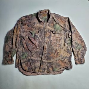 Duxbak Men's Outdoor Hunting Button Shirt Advantage Timber Tree Camo Size XL